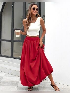 Elleven Bubble Maxi High-Waist Skirt - Puffy Hem Size XS